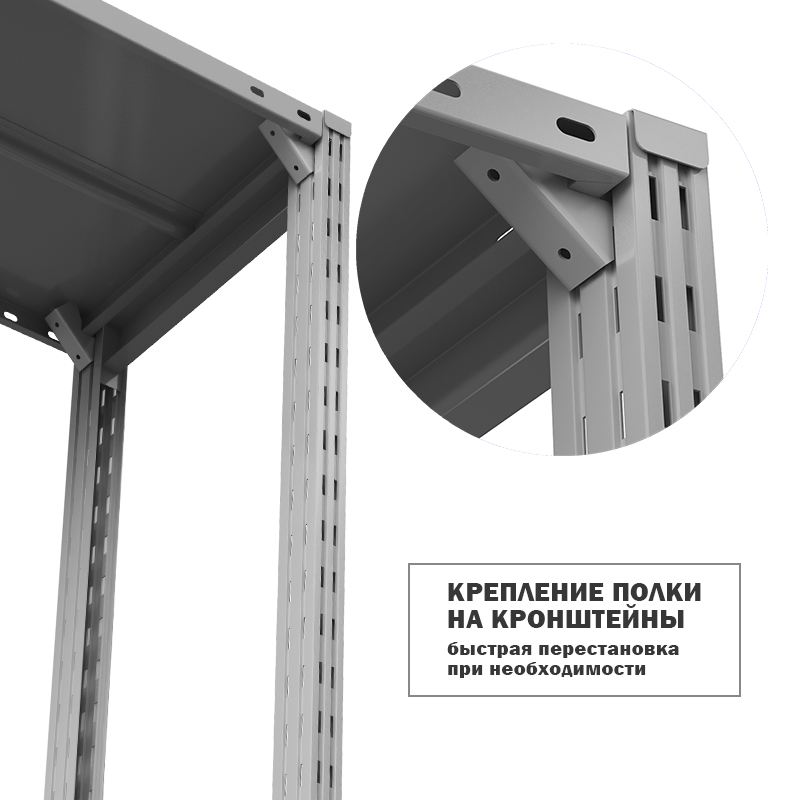 Полка ГТС Универсал с кронштейнами, 1500x500 мм., метал., до 150 кг – изображение №4
