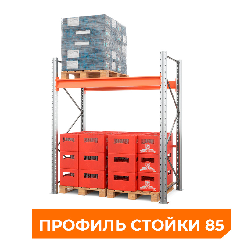 Стеллаж металлический паллетный 2000х1800х1100 мм (85.1.5). Ярусы: пол+1