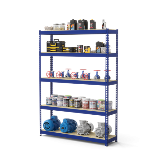 Стеллаж Профи Т (2500/1540/655), синие стяжки, 5 ярусов металл