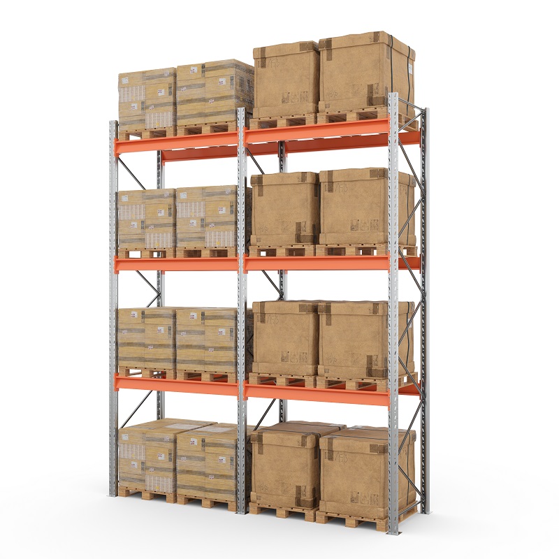 Две секции стеллажа металлического паллетного 5000х1800х1100 мм (100.1.5). Ярусы: пол+3
